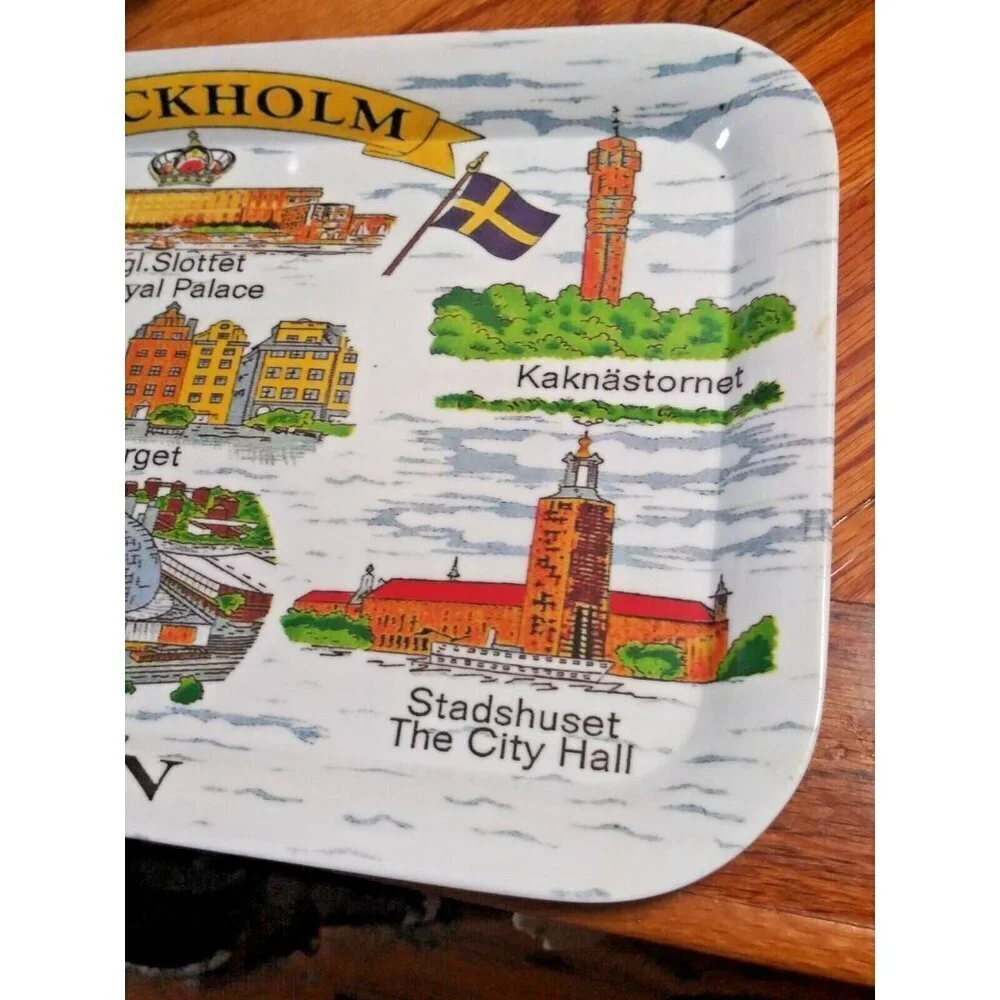 Artifex Sweden tray Stockholm melamine souvenir Decorative Display EUC RARE HTF